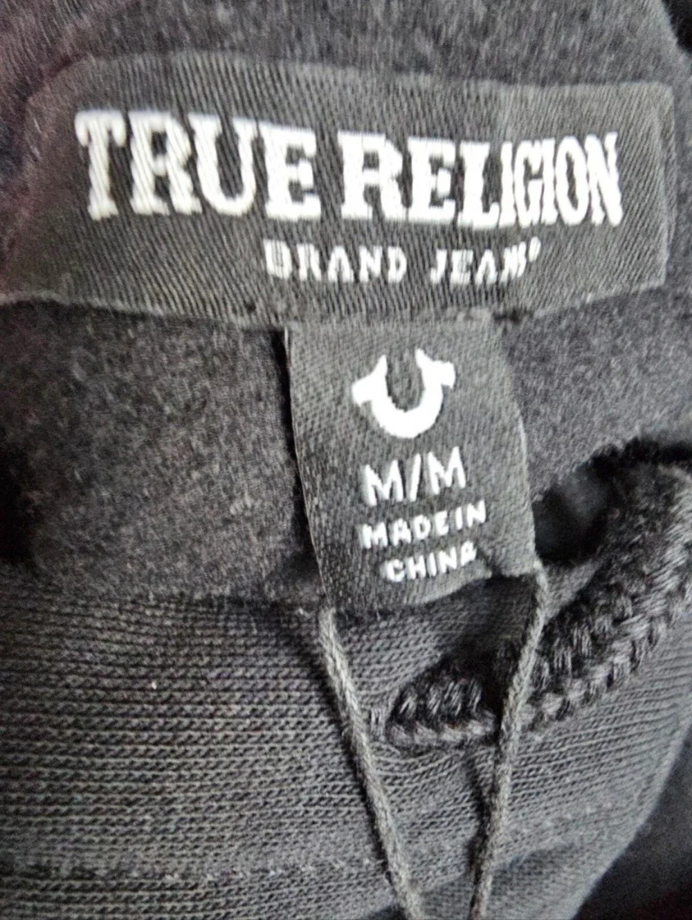 True Religion Jet Black Oversize TR Buddha Zip Hoodie Mens Size M NWT